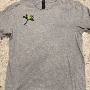 Gildan Gray Short Sleeve SpookyRita Tee with Bat and Martini Design